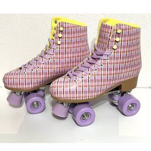 Cosmic Skates Archie-61 Pink Plaid Roller Skates